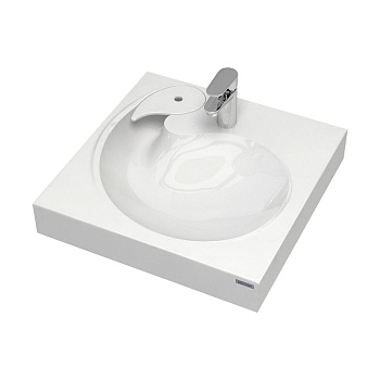 Раковина из искусственного камня Paulmark WINKEN PM740431 60х60 над стиральной машиной цвет белый 1 отверстие под смеситель